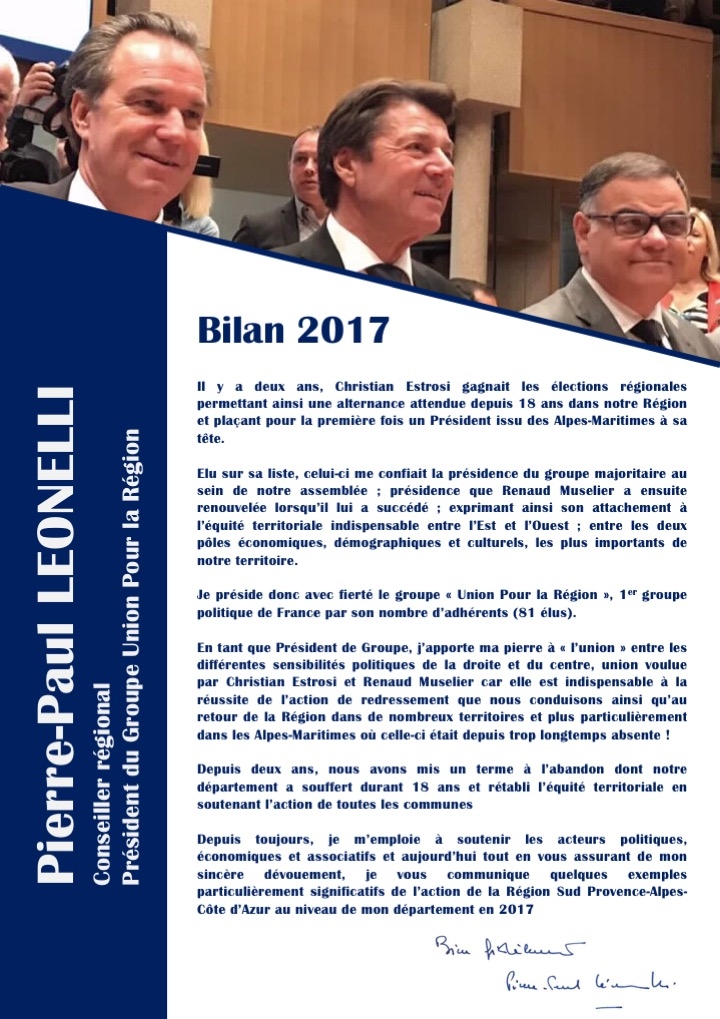 Bilan de l'action régionale dans les Alpes-Maritimes 2017